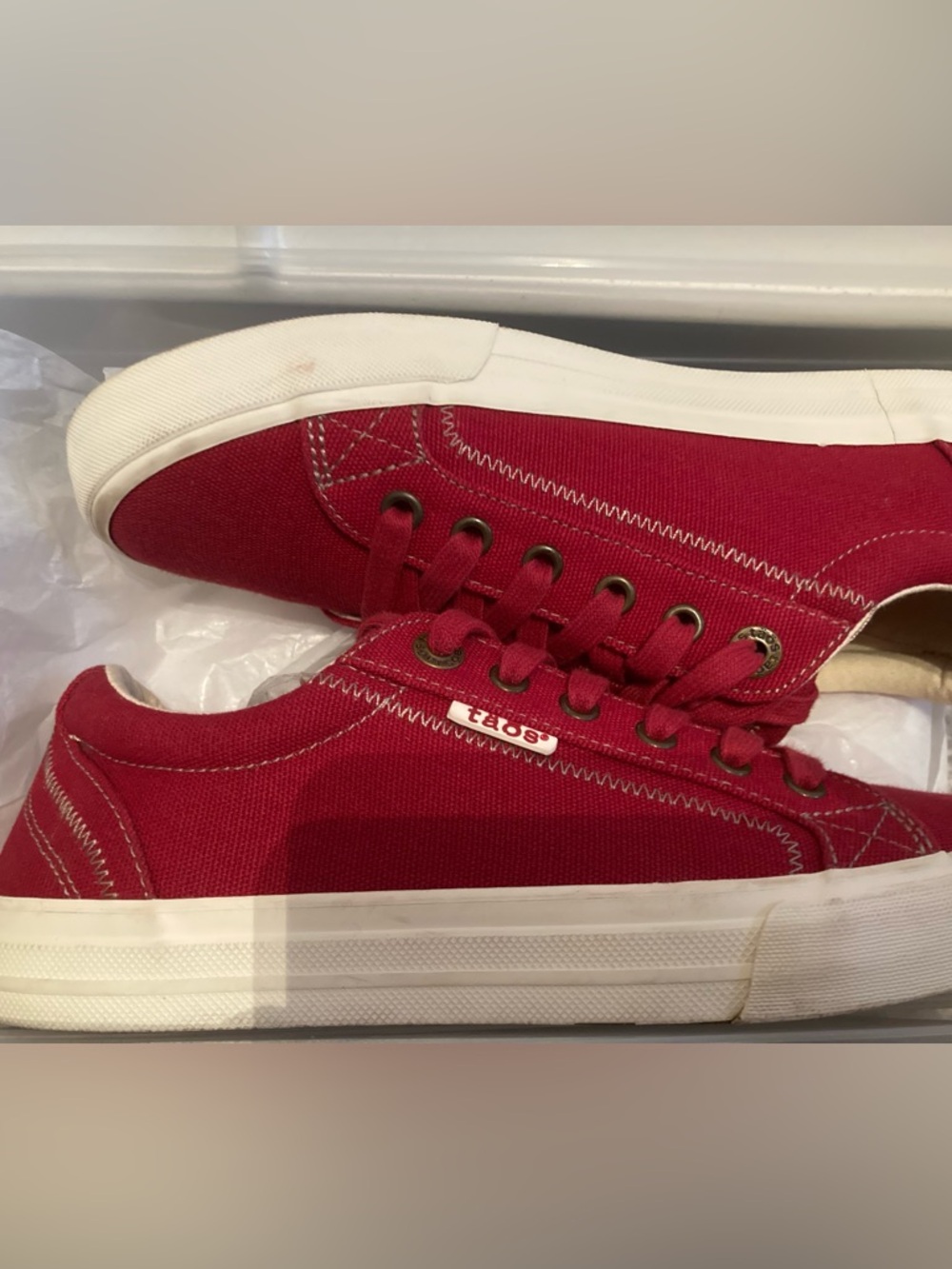 Taos Red Canvas Low Profile Sneakers